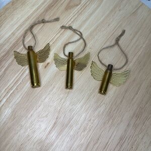 Bullet Angels - Set of 3 - Gold Angel Wing Ornaments - Handcrafted
